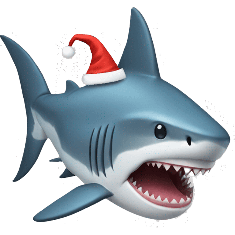 Shark with a santa hat emoji