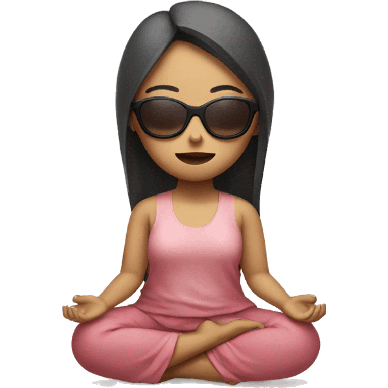 asian girl  meditating with shades emoji