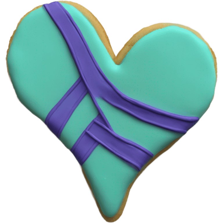 Purple and teal Suicide awareness ribbon on heart cookie emoji