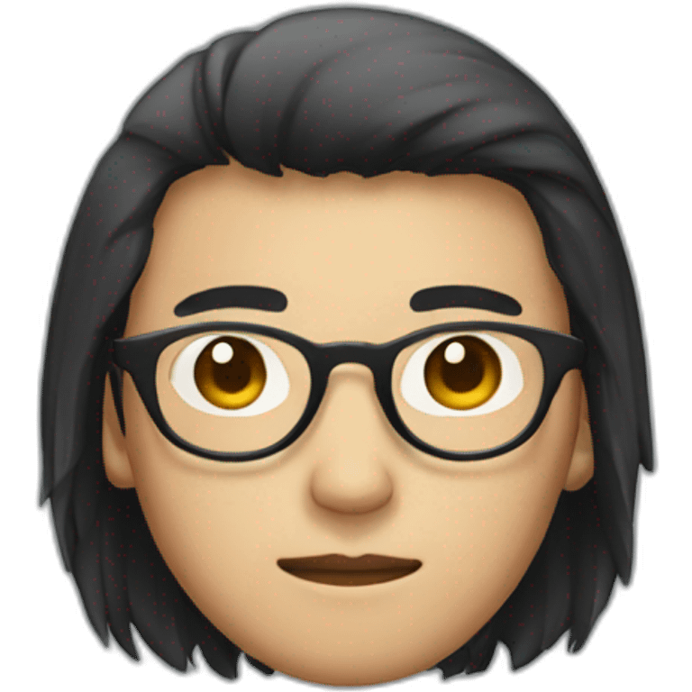 an asian male with circular glasses and black long hairs emoji