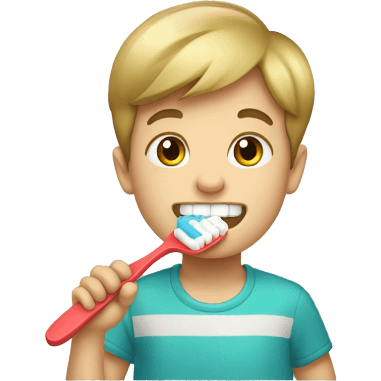 boy brushing teethbrush emoji