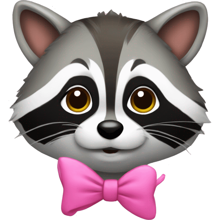 Raccoon with a pink bow emoji