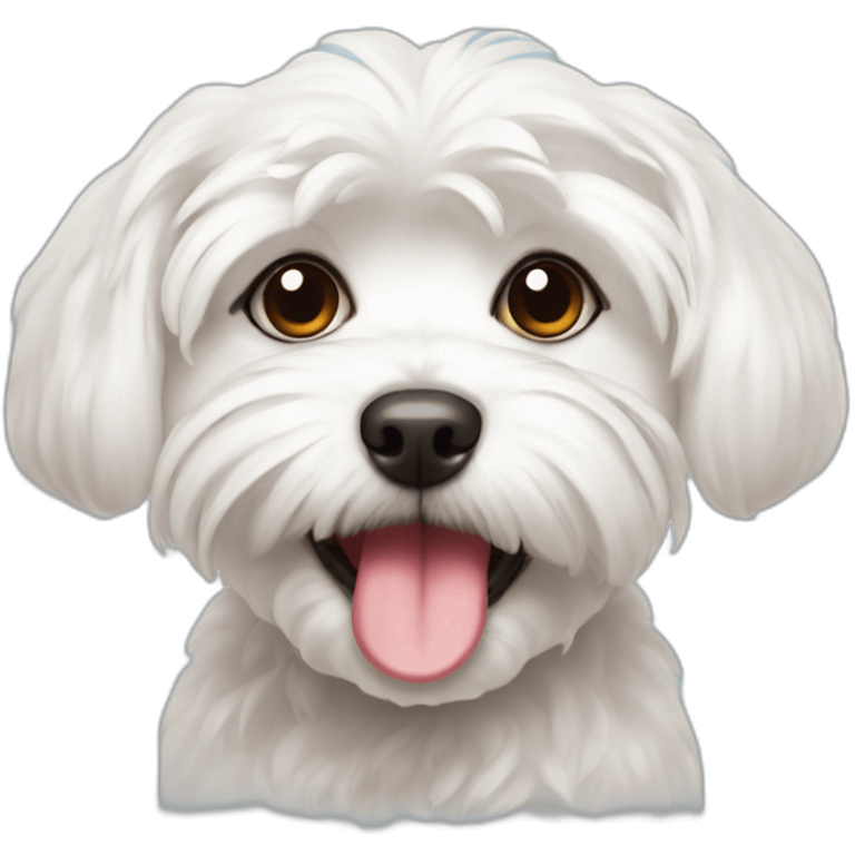 a cute maltese with her tongue out emoji