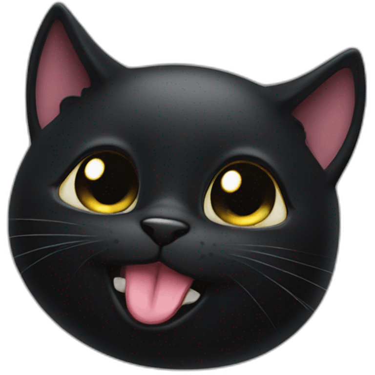 Cheeky Black cat sticking tongue emoji