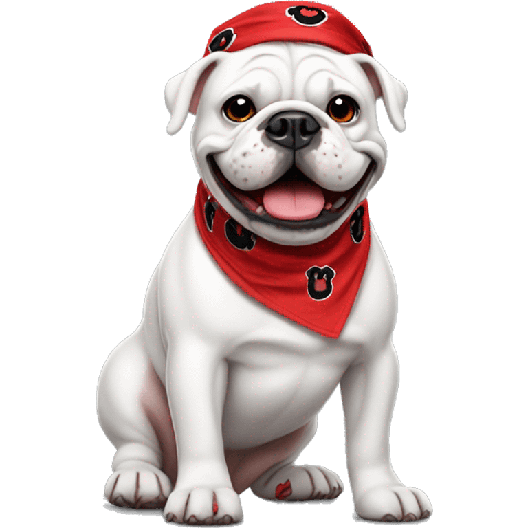 uga white bulldog wearing red bandana smiling emoji