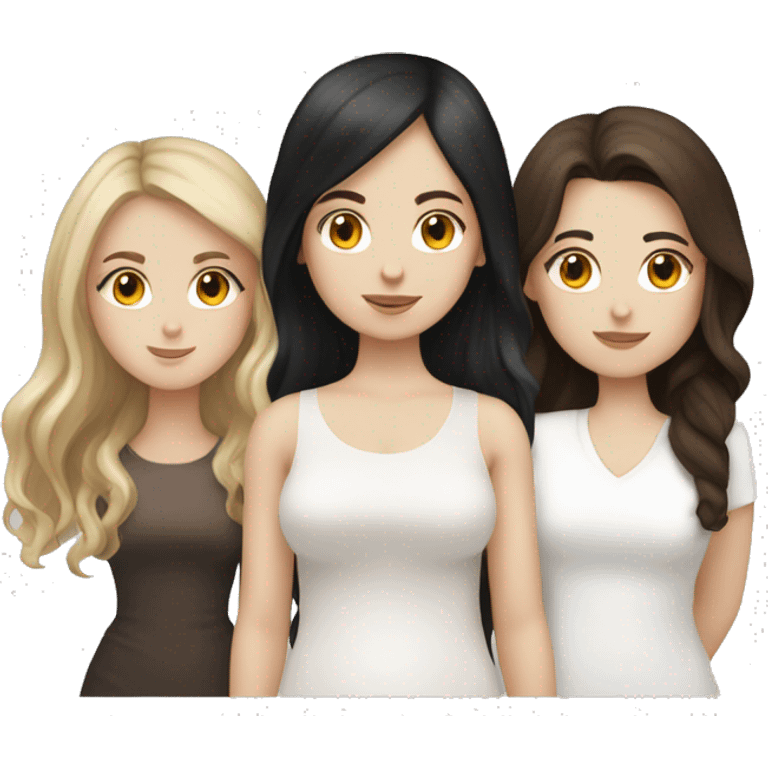 Brown hair white girl with a fat brown hair white girl and tall black hair white girl and a ghost emoji