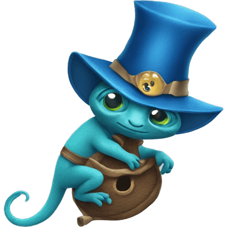 a cameleon in a blue sorcerer disguise  emoji