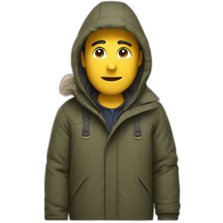 Man in parka beckoning emoji