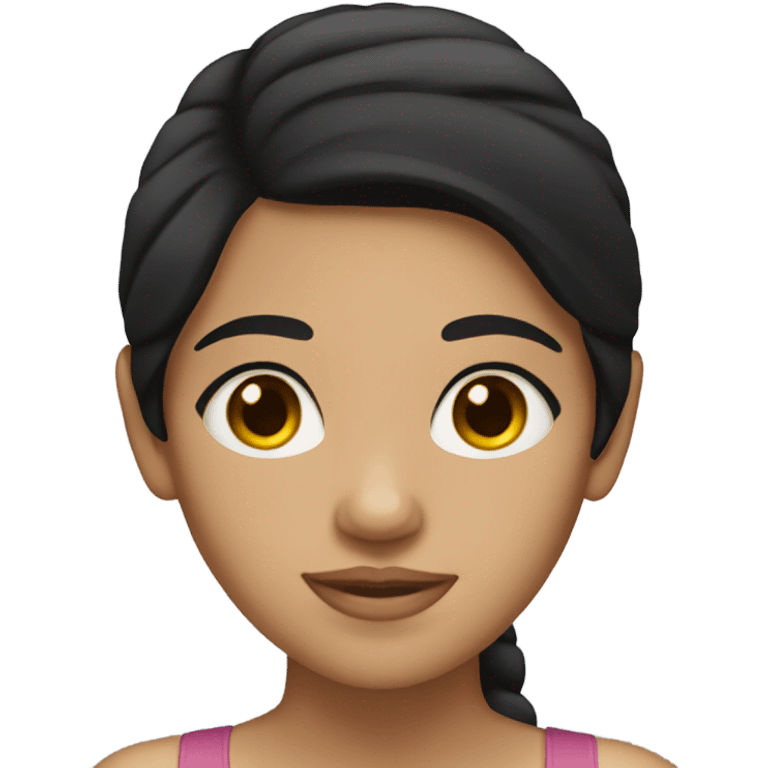 a girl with black hair and brown eyes who is tan emoji