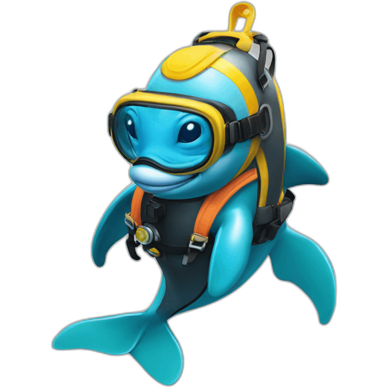 dolphin wearing scuba diving equipment emoji