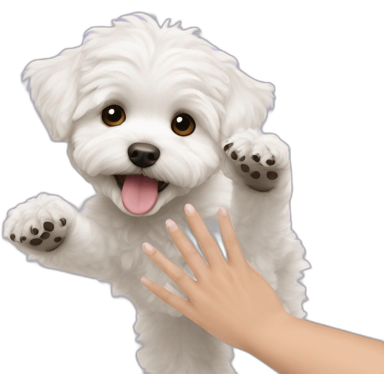 a white maltipoo high five emoji