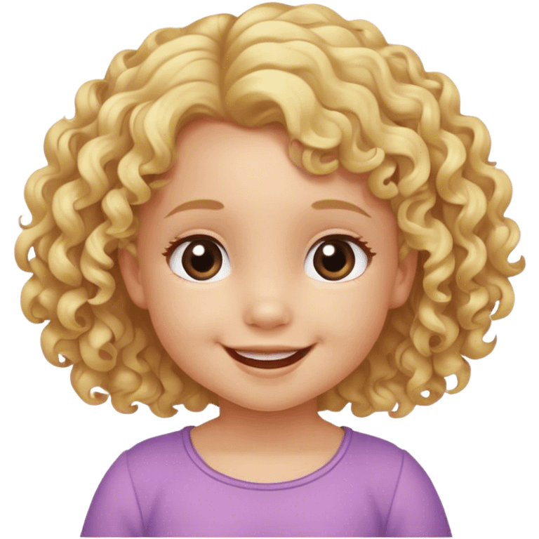 little girl blond hair curly 2 years old smile emoji