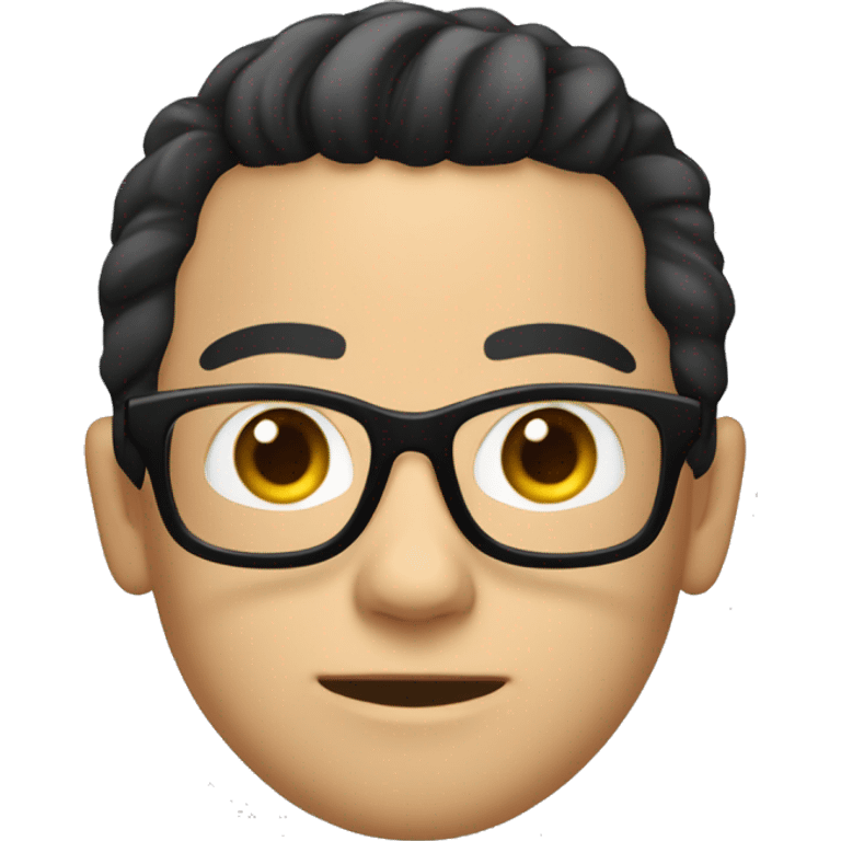 create teenage boy, with big eyes, slicked back black hair and glasses, round face, but white guy emoji