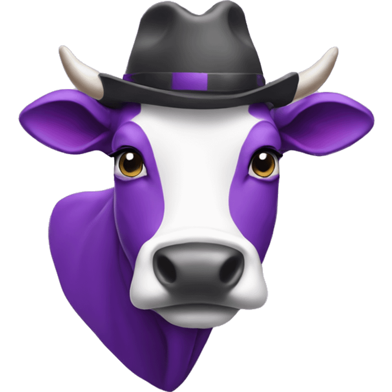 purple cow wearing a hat emoji