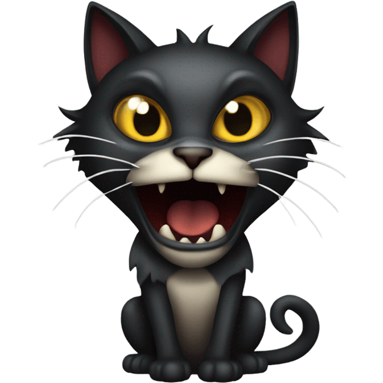 scared open mouth black medieval cat, gothic style emoji