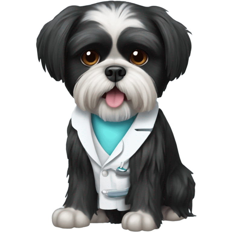 Black Shih tzu as dentist emoji