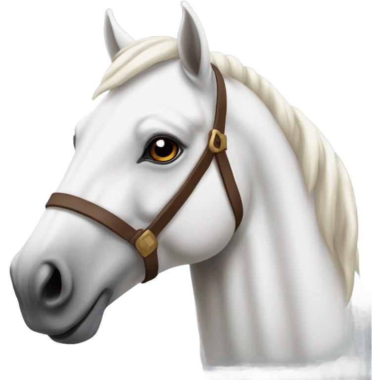 White horse with brown face and a white blaze emoji