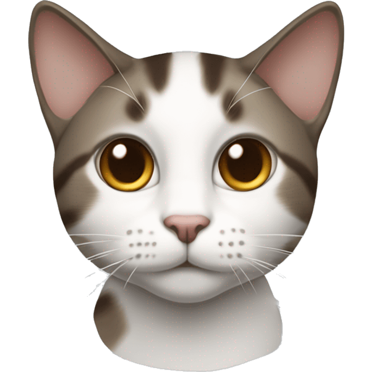 White cat with dark brown tabby tail and dark brown tabby on forehead middle parted emoji