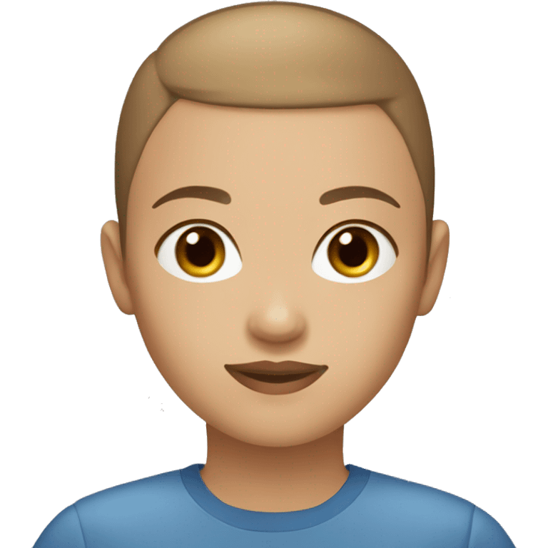 BLUE EYES BROWN BUZZ CUT LIGHT SKIN ROUND FACE GIRL emoji