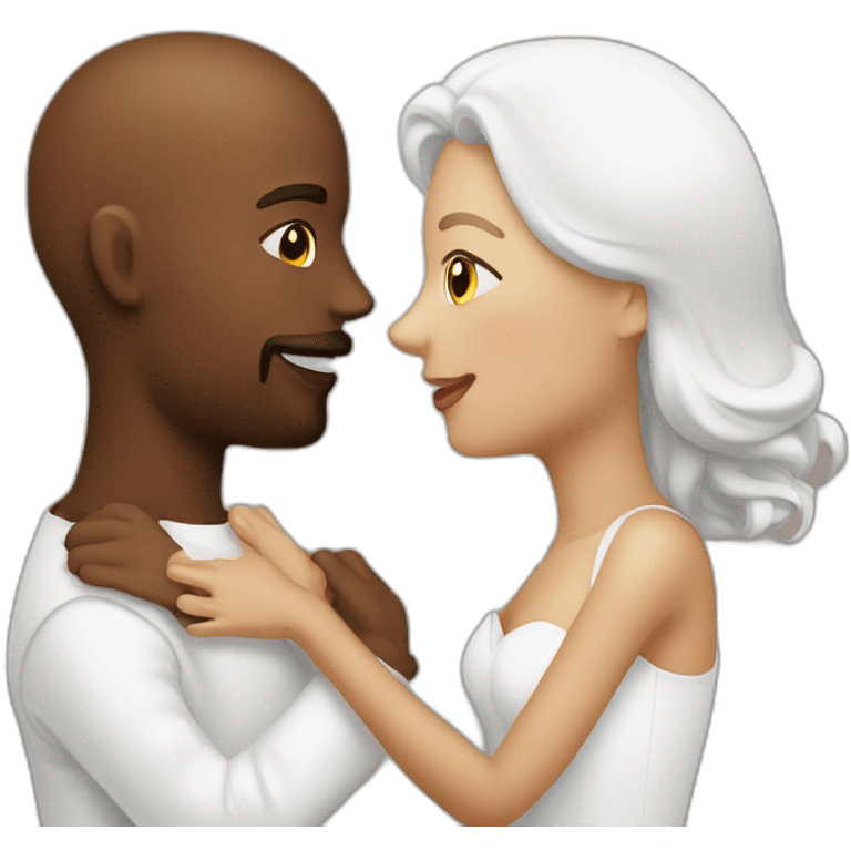 Couple bisous homme et femme blanc brun emoji