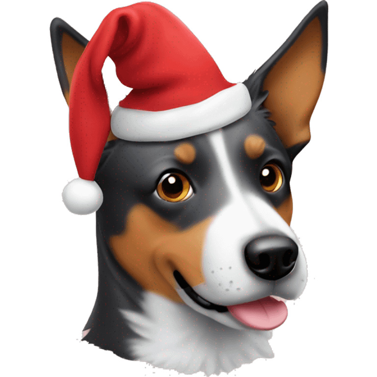 Australian cattle dog in Santa hat  emoji