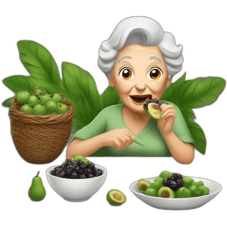 old lady eating açaí emoji