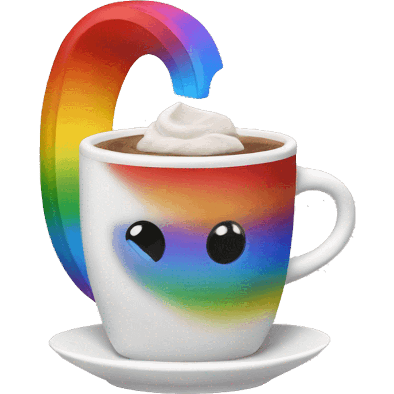 Rainbow coffee cup with hot coco  emoji