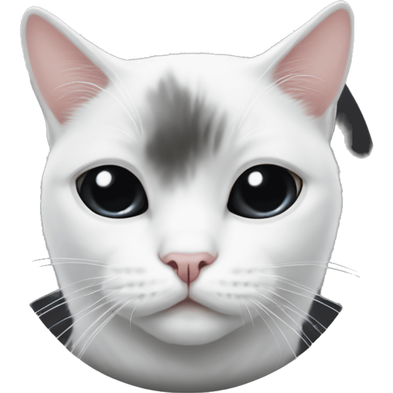 white cat with two black patches above the eyes emoji