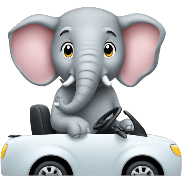 An elephant driving a car emoji