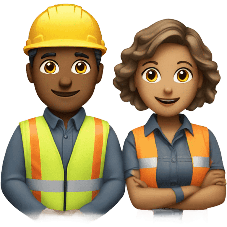 siblings woman and man builders emoji