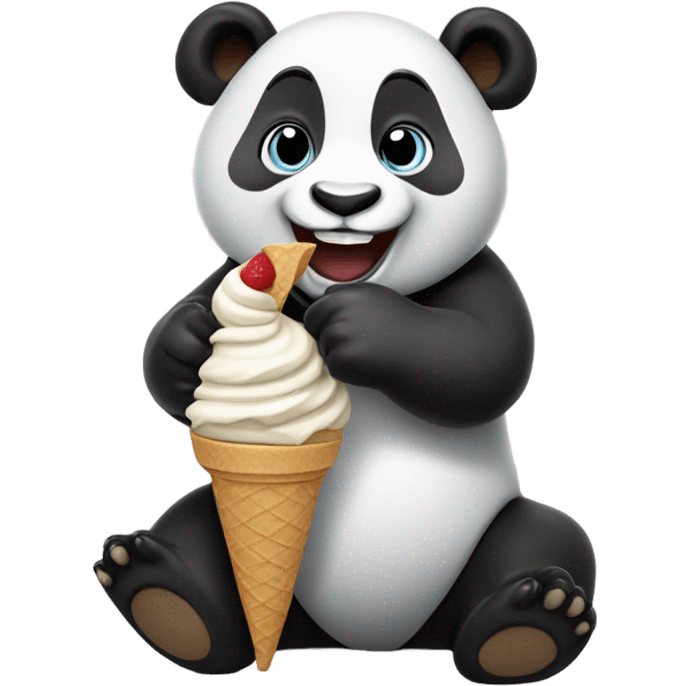 Panda eating ice crea emoji