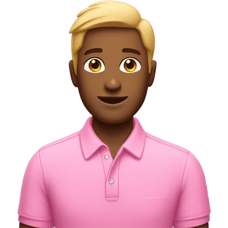 Gay man with bob and wearing a pink polo shirt emoji