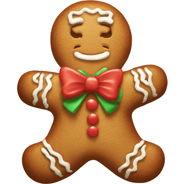 Gingerbread man with bow emoji