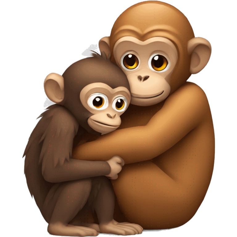 monkey hugging a turkey emoji