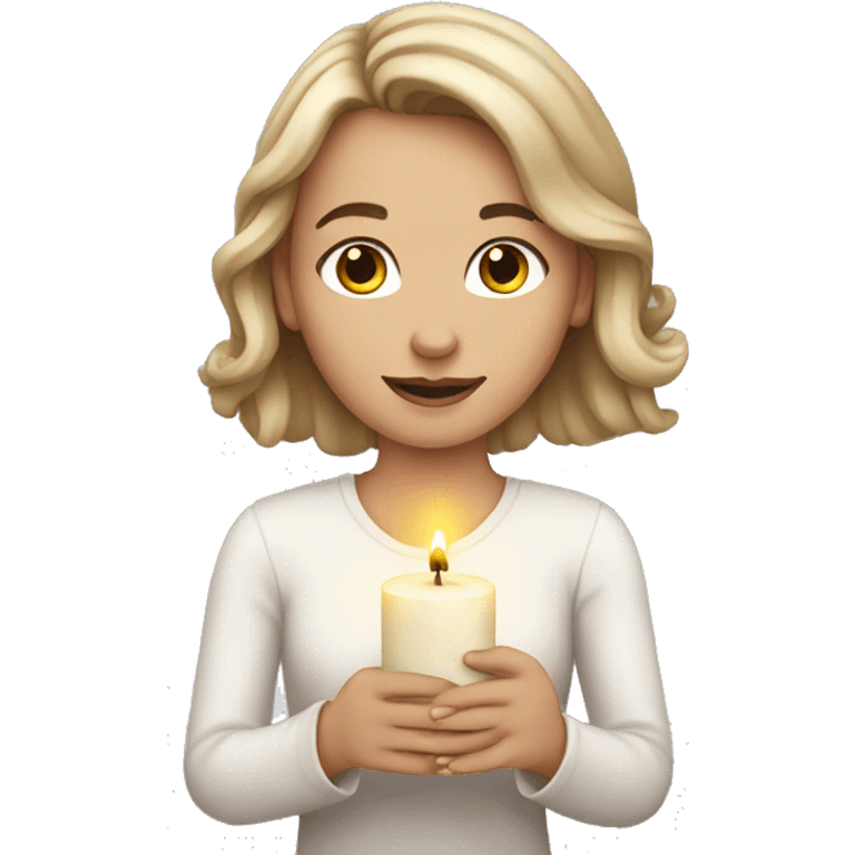 White Girl holding candle  emoji