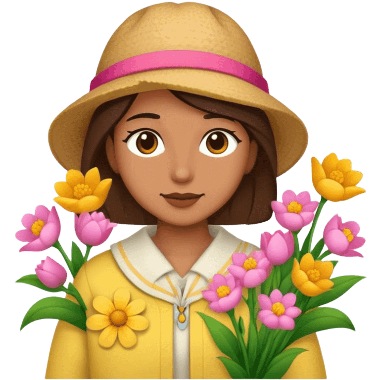 Me with flowers and spring clothes emoji