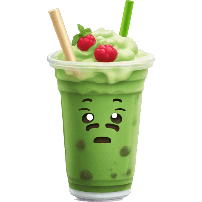 Matcha boba with straw emoji