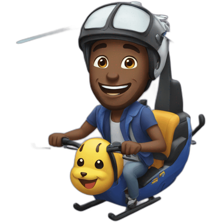 Kobe laughed while riding a helicopter emoji