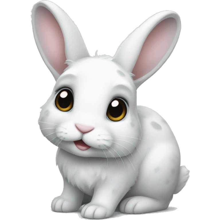 white bunny with grey spots emoji