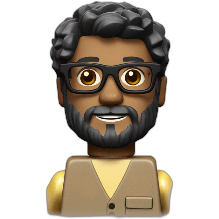 Lego minifig with black goat beard, wearing glasses, light brown skin emoji