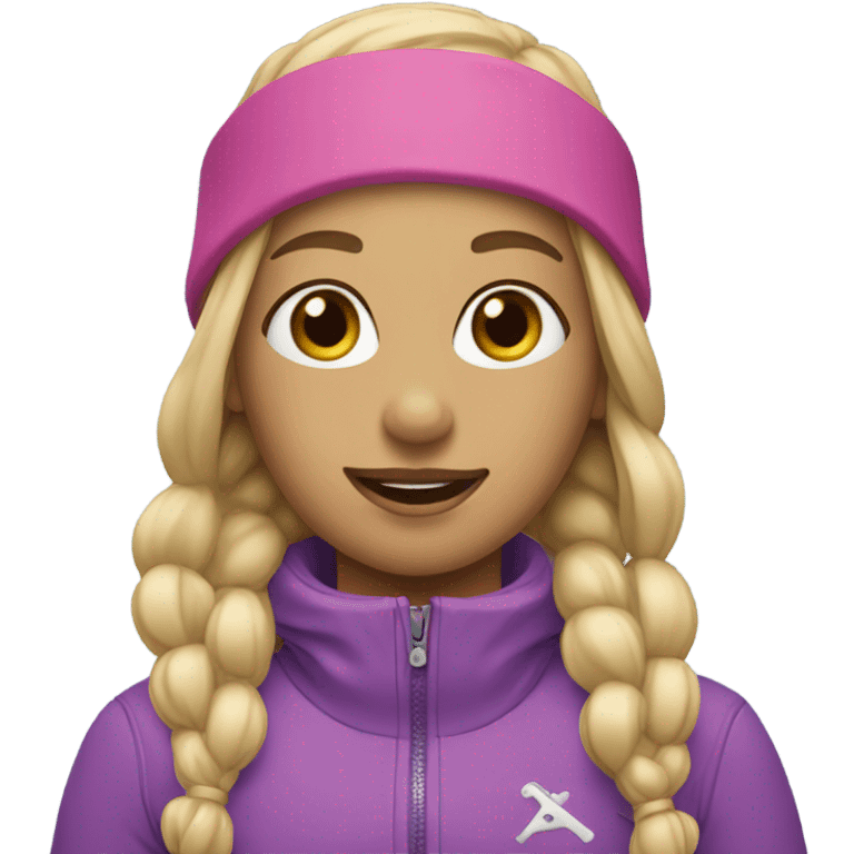 Blonde hair girl ski outfit with headband emoji