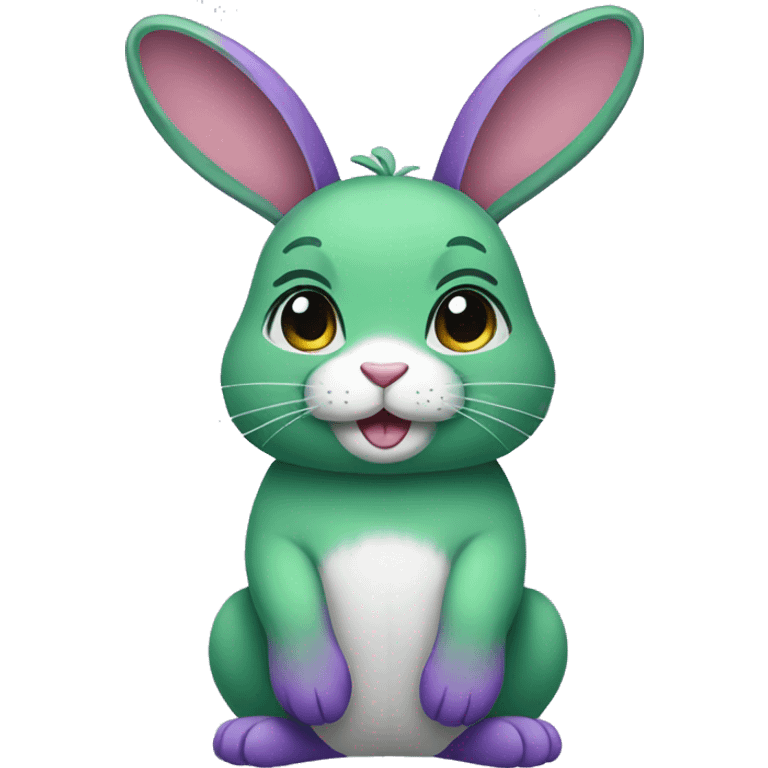 Female green and purple rabbit emoji