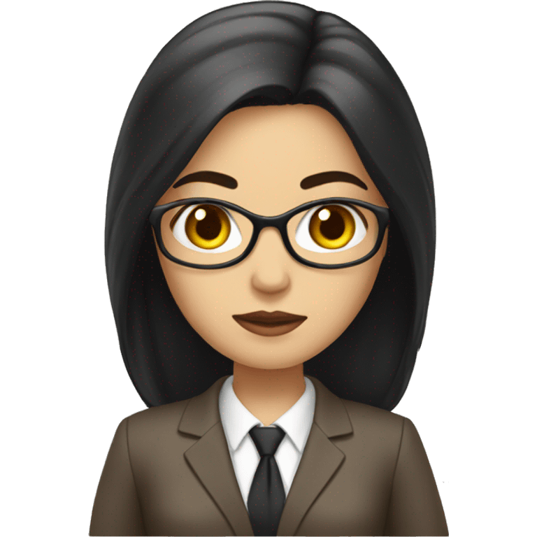 Female defense attorney with long black hair with brown suit emoji