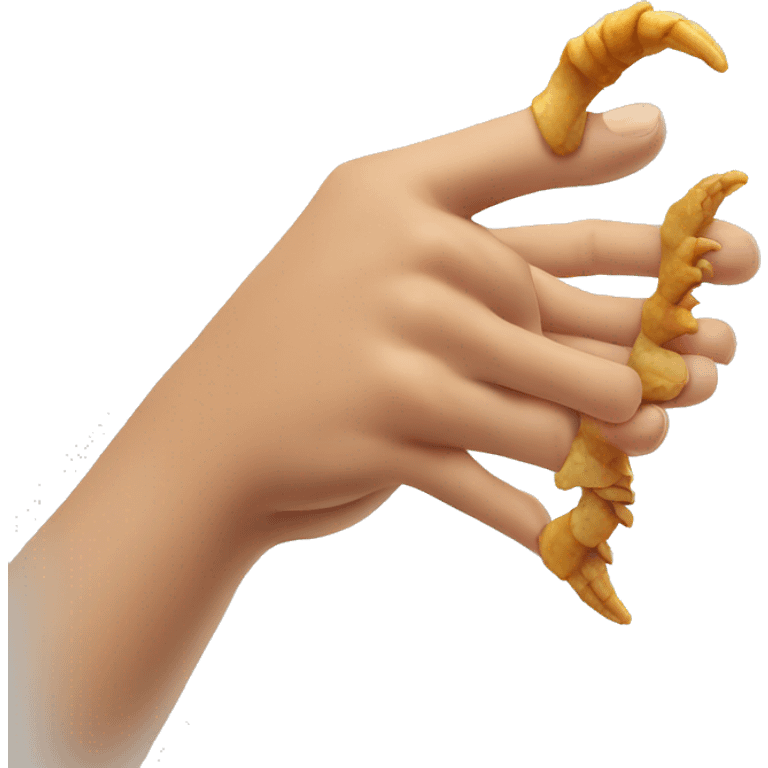 Hand shaking a chicken claw emoji