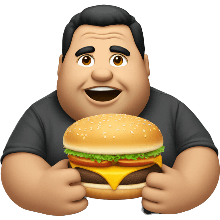 Fat guy with black hair eating McDonald’s  emoji