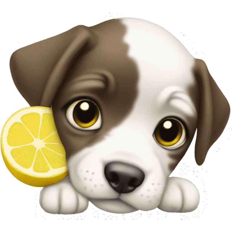 Puppy with lemon emoji