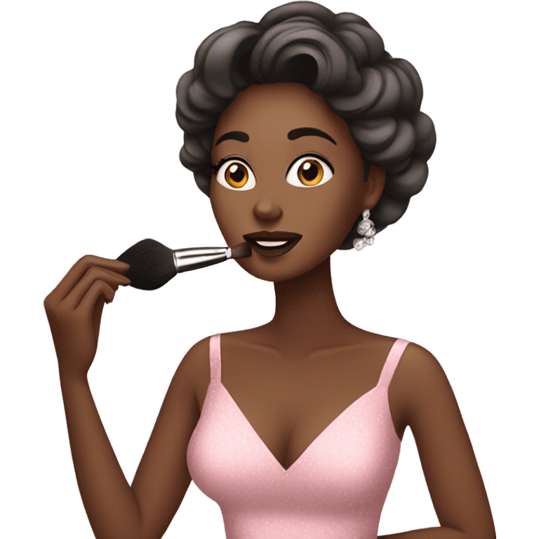 Woman in a dress putting on makeup cosmetics emoji