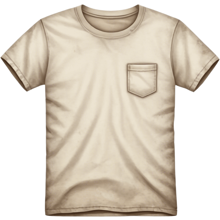 A white T-shirt with visible dirt stains, smudges, and wrinkles. The fabric looks worn and slightly discolored, giving it an unclean appearance emoji