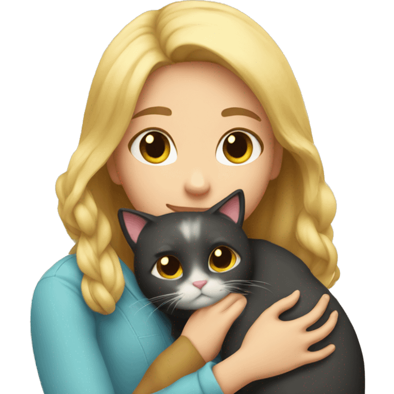 Girl hugging cat emoji