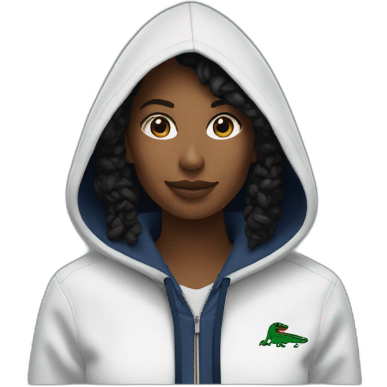 Black ladie using lacoste hoodie emoji